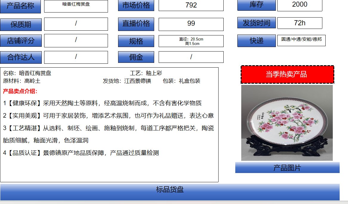 Dark Red Plum Blossom Porcelain Display Plate (20.5 cm) - Image 2