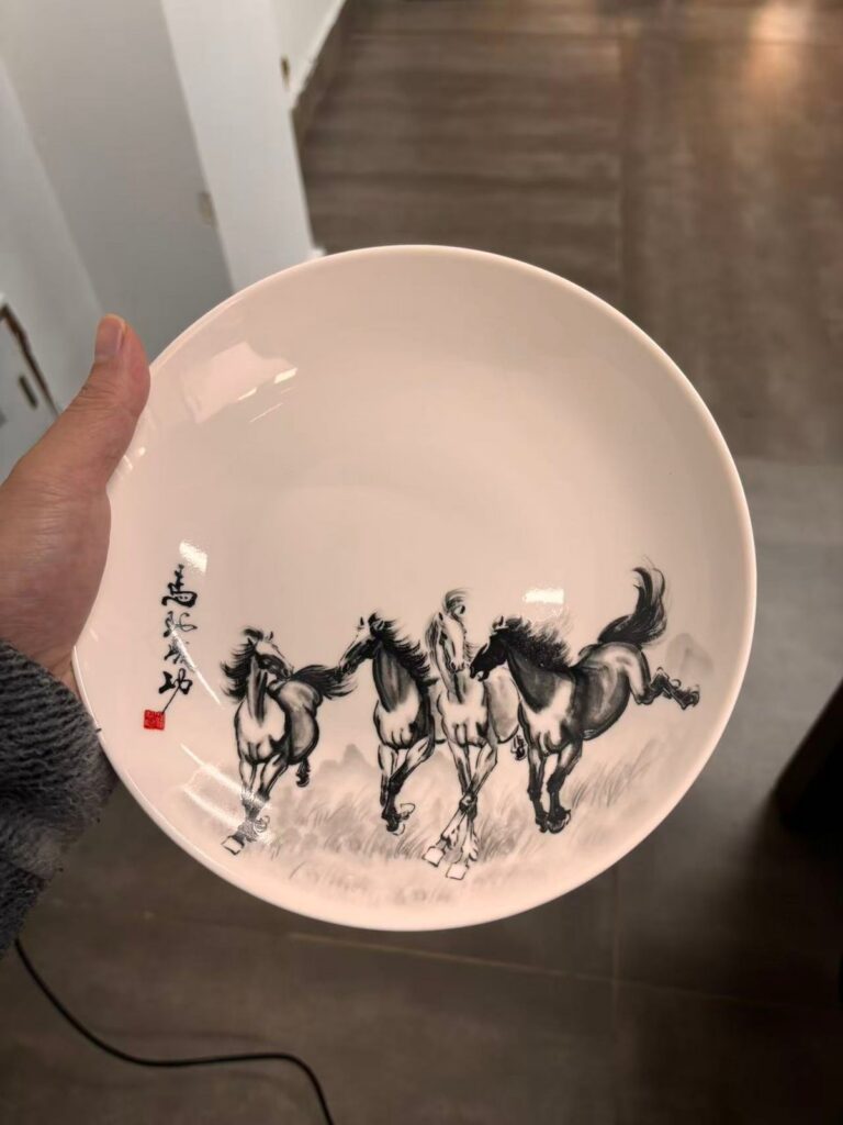 Xu Beihong Style Porcelain Plates, Set of 6