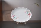 Red Plum Blossom 12-Inch Porcelain Fish Plates, Set of 2