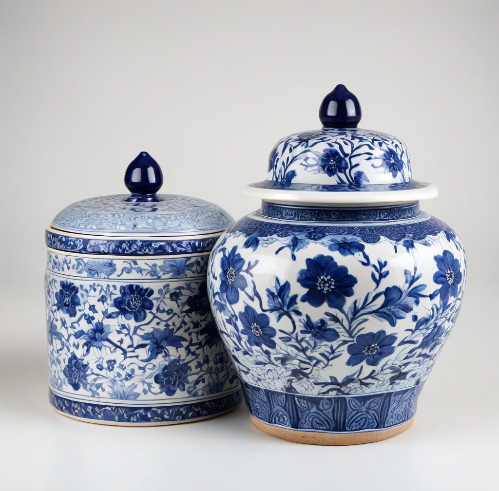 Traditional Ginger Jar Ceramic Storage Vessel with Lid
