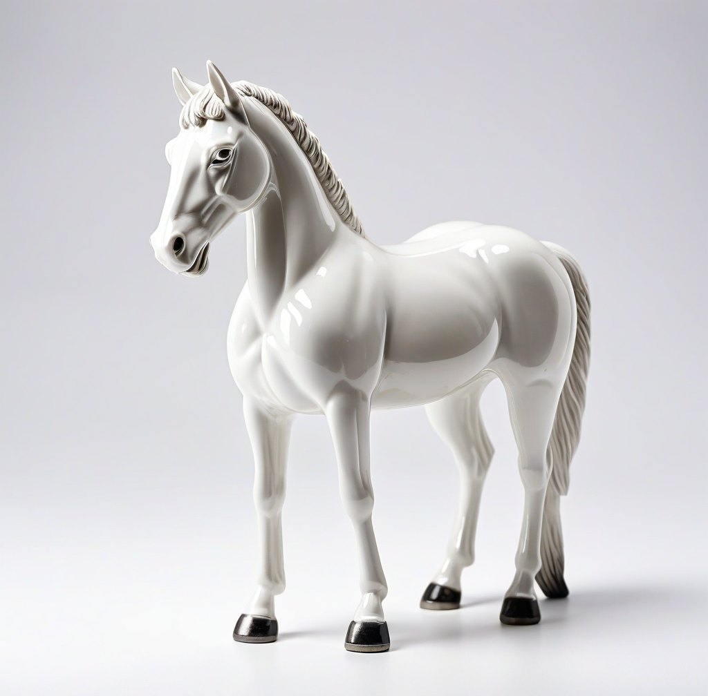 White Porcelain Horse Figurine Ceramic Desktop Ornament