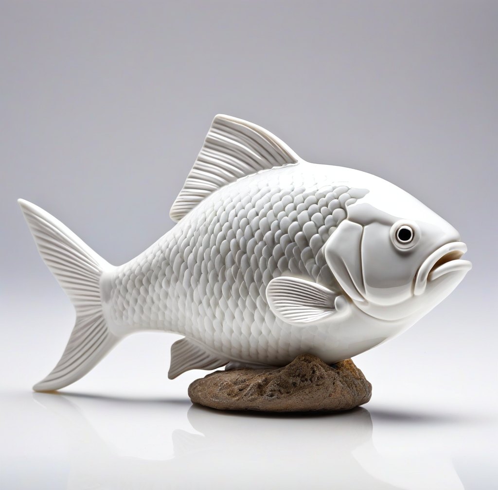 Glossy Porcelain Fish Figurine Ceramic Desk Accessory
