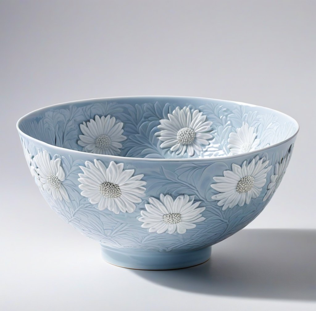 Artisan Porcelain Chrysanthemum Bowl for Serving Fresh Fruits