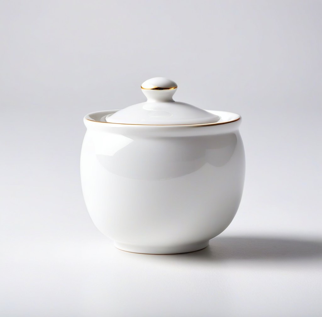 Handcrafted White Porcelain Sugar Bowl for Kitchen Dining Essentials