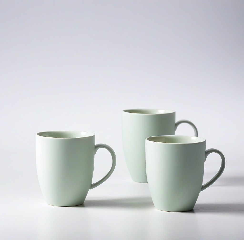 Set of Four Porcelain Coffee Mugs in Soft Matte Finish