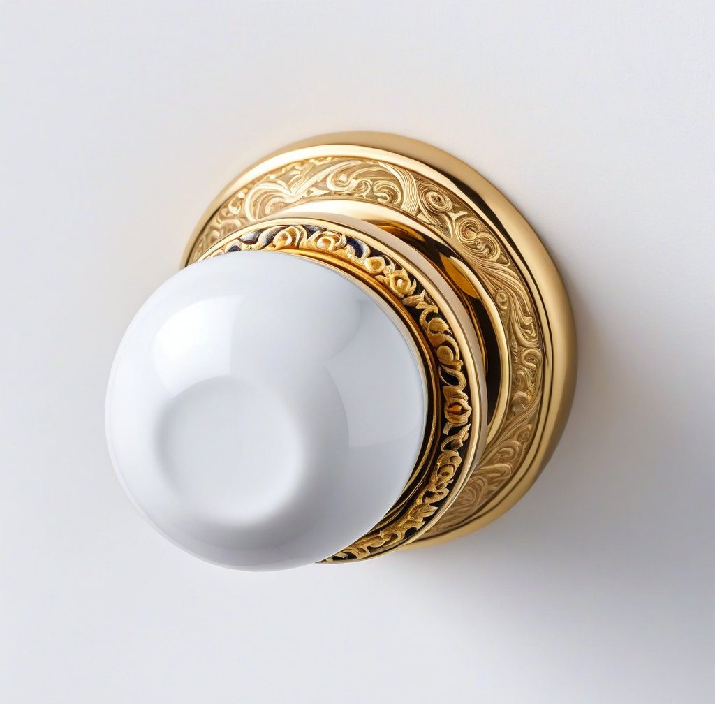 Elegant Porcelain Door Knob Set with Gold Accent Trim