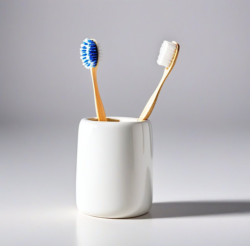 Handcrafted White Porcelain Toothbrush Holder for Bathroom Use
