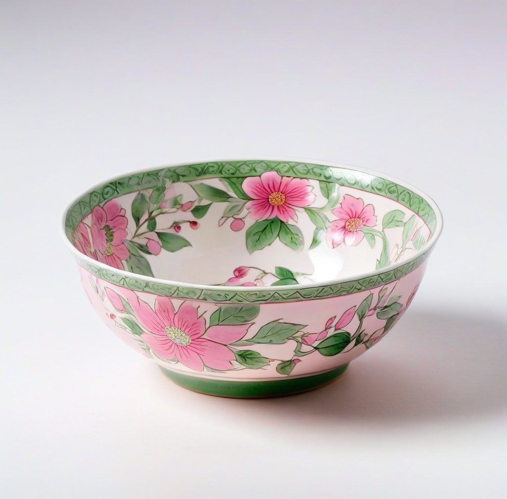 Famille Rose Ceramic Serving Bowl for Food