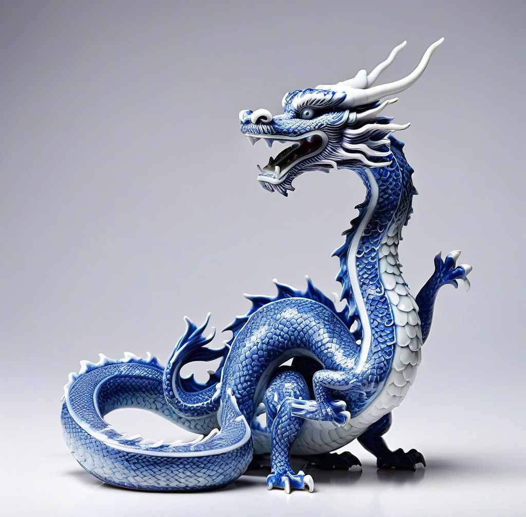 Porcelain Dragon Figurine for Desk Decoration
