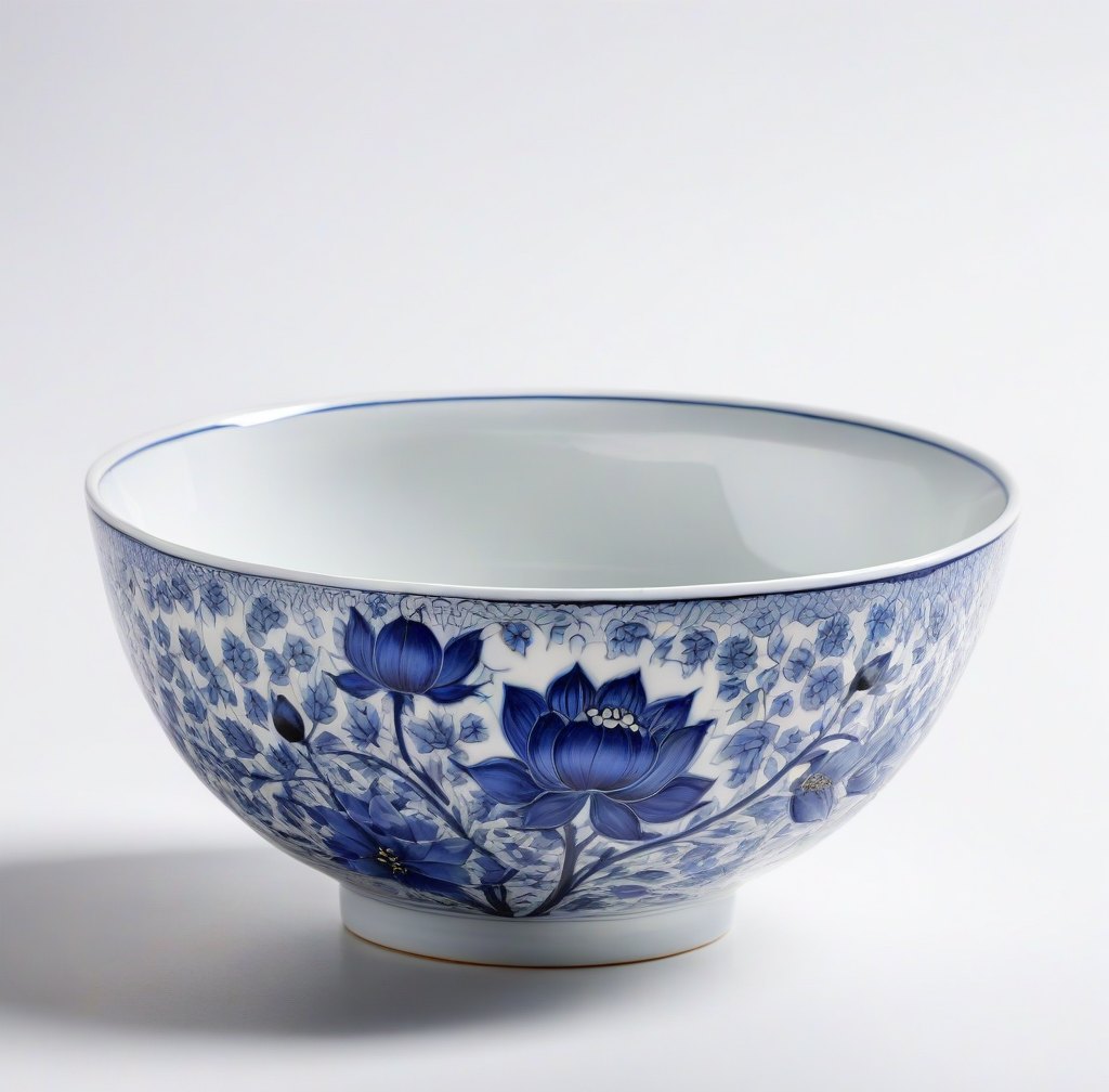 Handcrafted Blue Lotus Porcelain Bowl for Serving Food