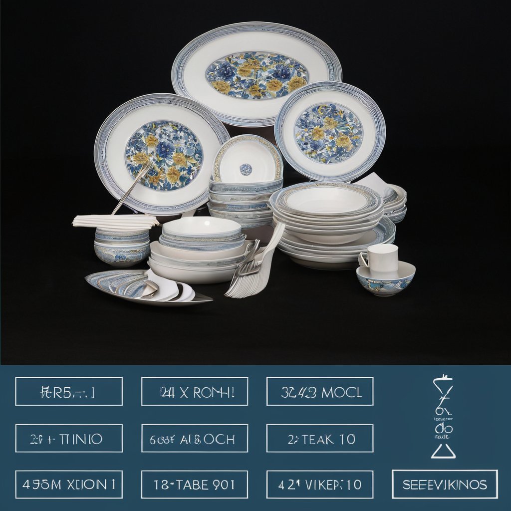 46-Piece Porcelain Dinnerware Set - Magnolia Scent Motif - Image 3