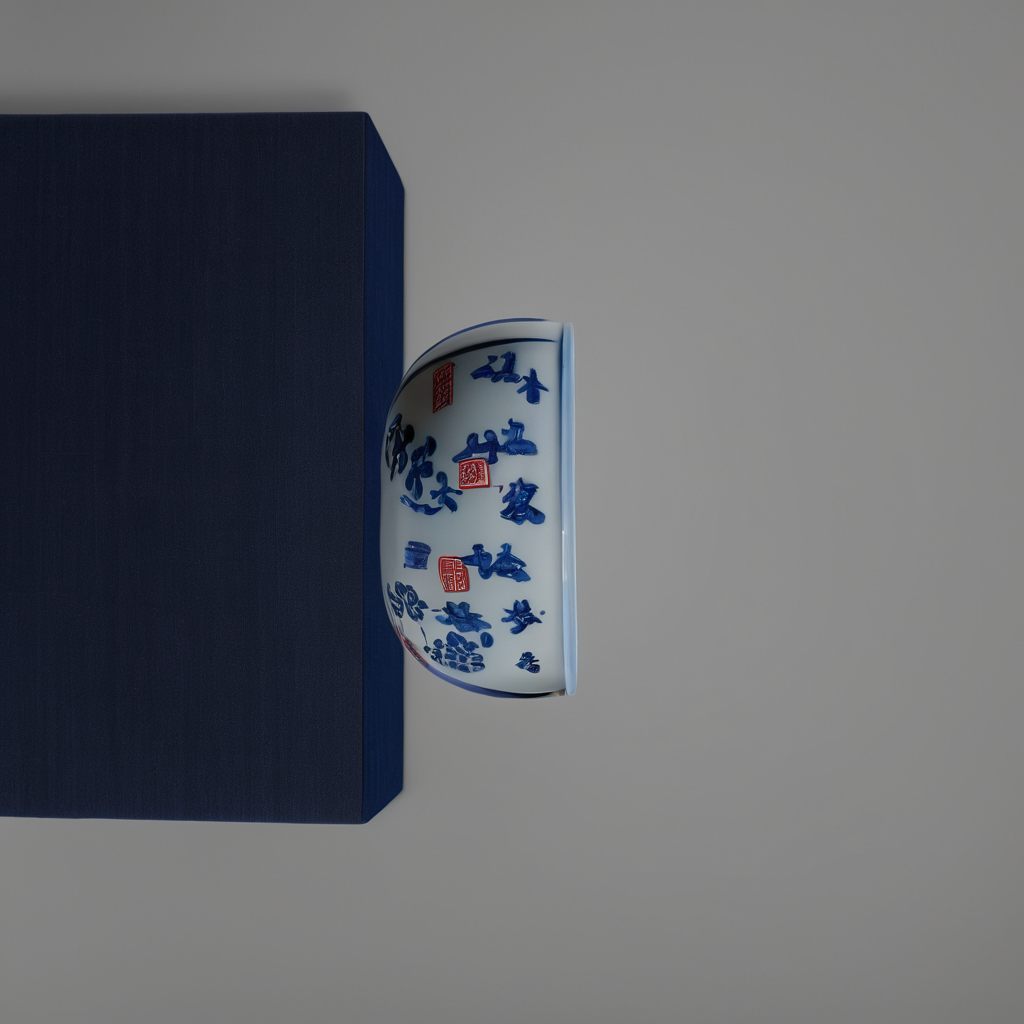 Underglaze Blue & Red Calligraphy Master Cup - Jingdezhen Porcelain - Image 3