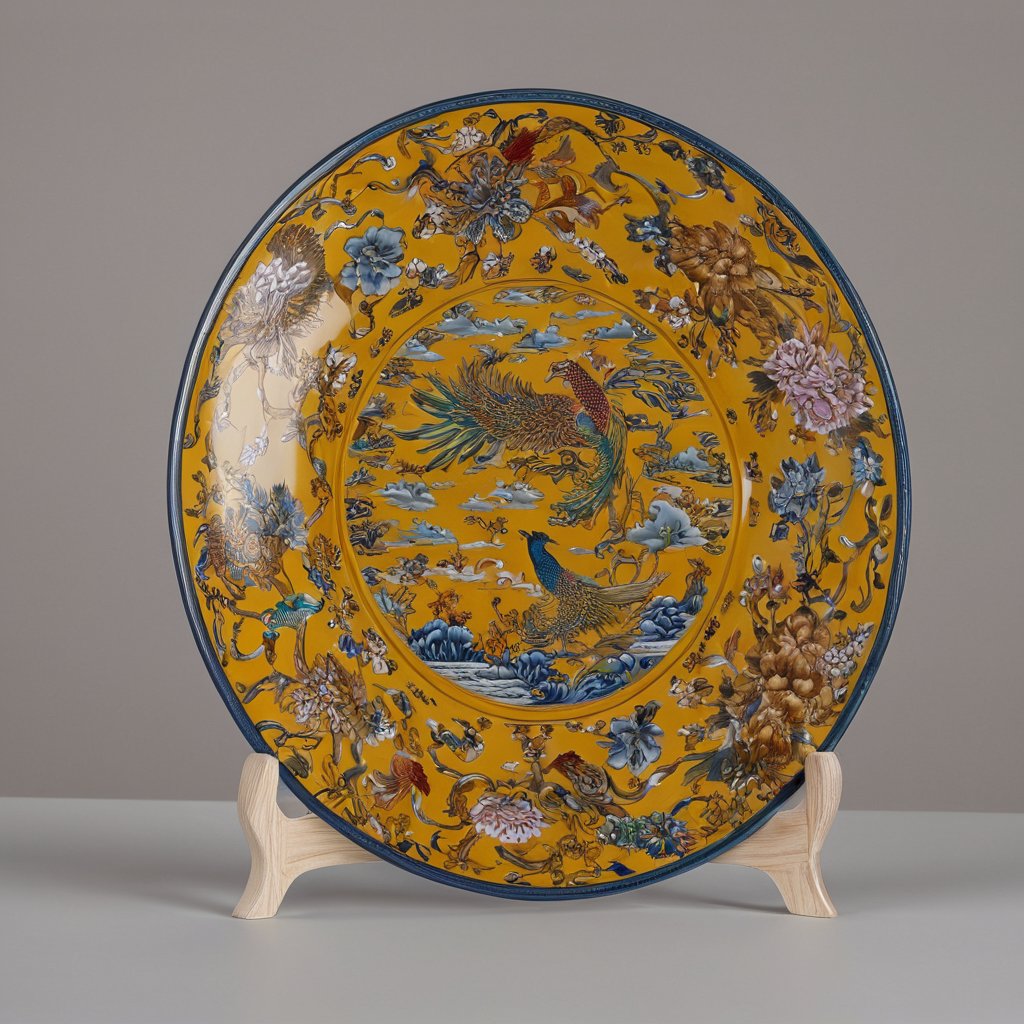 Nine Phoenix Porcelain Display Plate - Glow in the Dark (26 cm) - Image 3