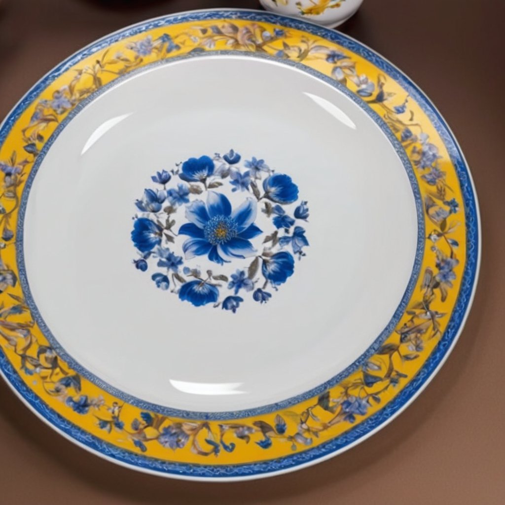 Enamel-Glaze Porcelain Plates, Set of 6 - Image 3