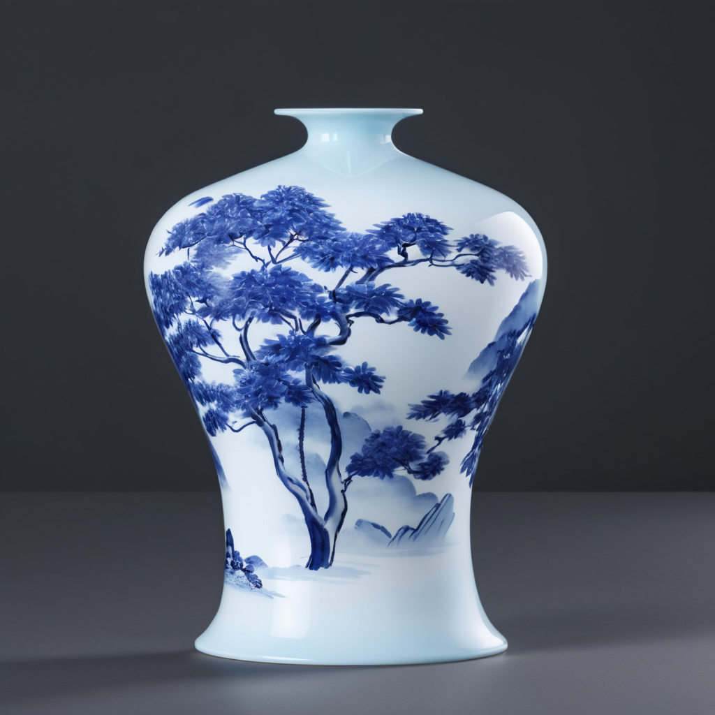 Xu Beihong Style Blue-White Plum Vase with Galloping Horse (30 cm) - Image 3