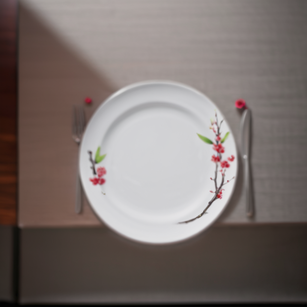 Red Plum Blossom 12-Inch Porcelain Fish Plates, Set of 2 - Image 4