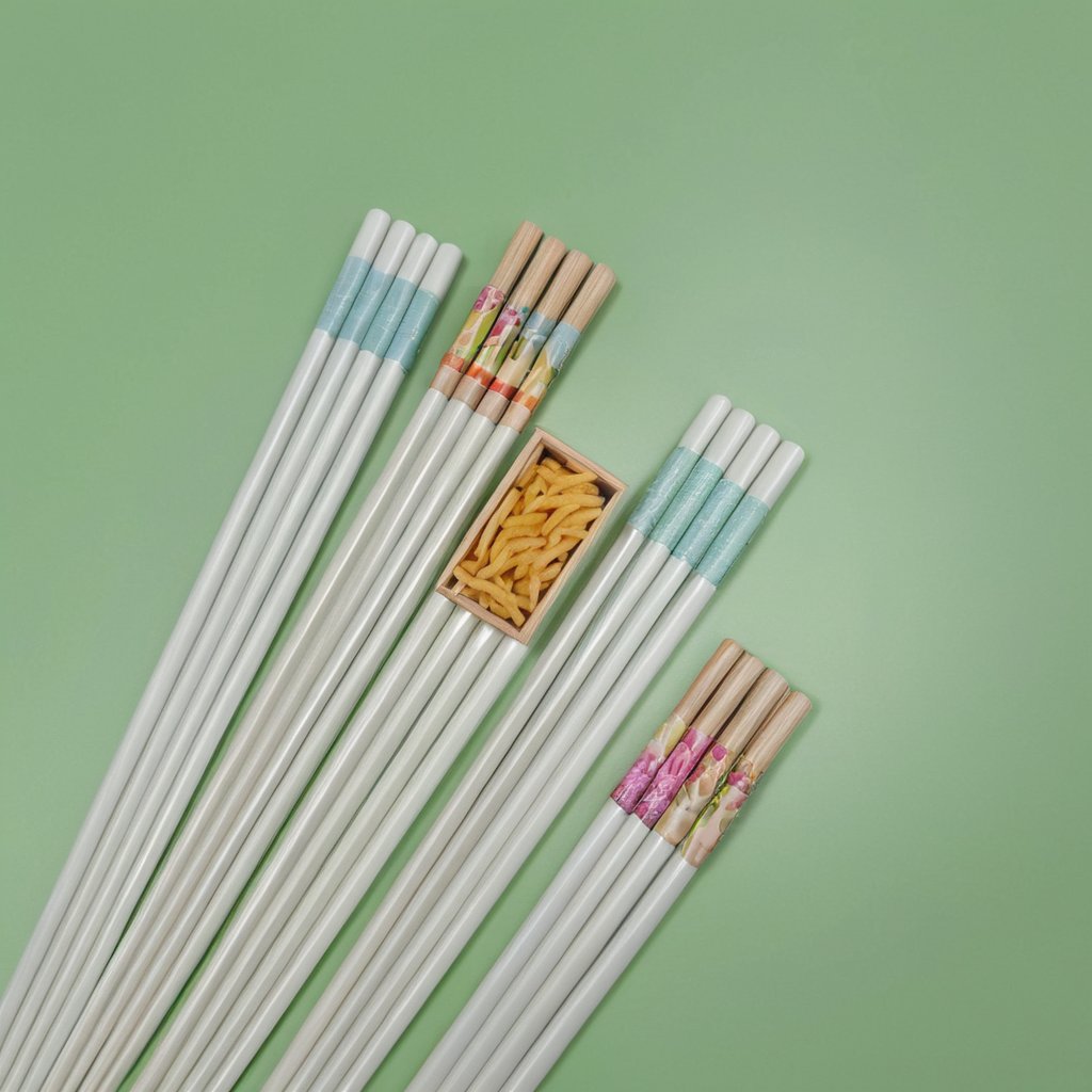 Five-Color Chopsticks, 10 Pairs (24 cm) - Everyday Bamboo - Image 3
